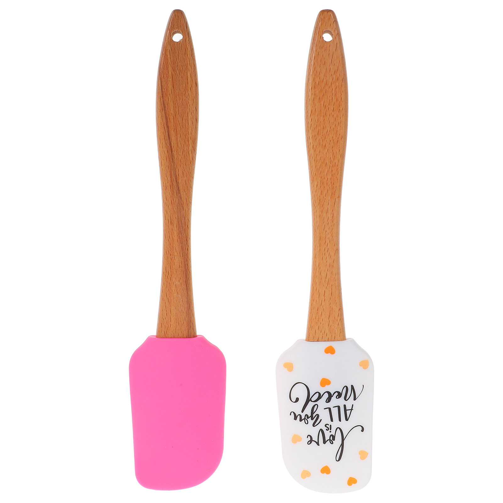 Silicone Spatula Set - 2Pcs Silicone Heart Shaped Spatula Set