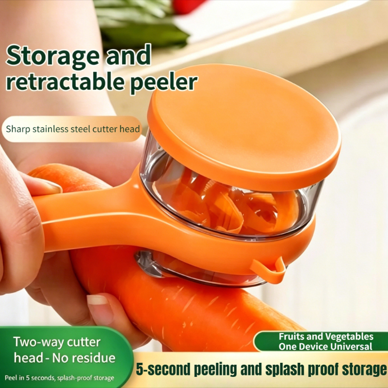 Kitchen Gadgets Built In - No-Mess Retractable Fruit Vegetable Peeler with