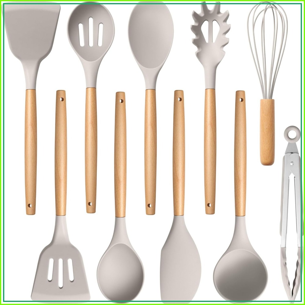 Silicone Spatula Set - 10-Piece Silicone Cooking Utensils Set, Heat
