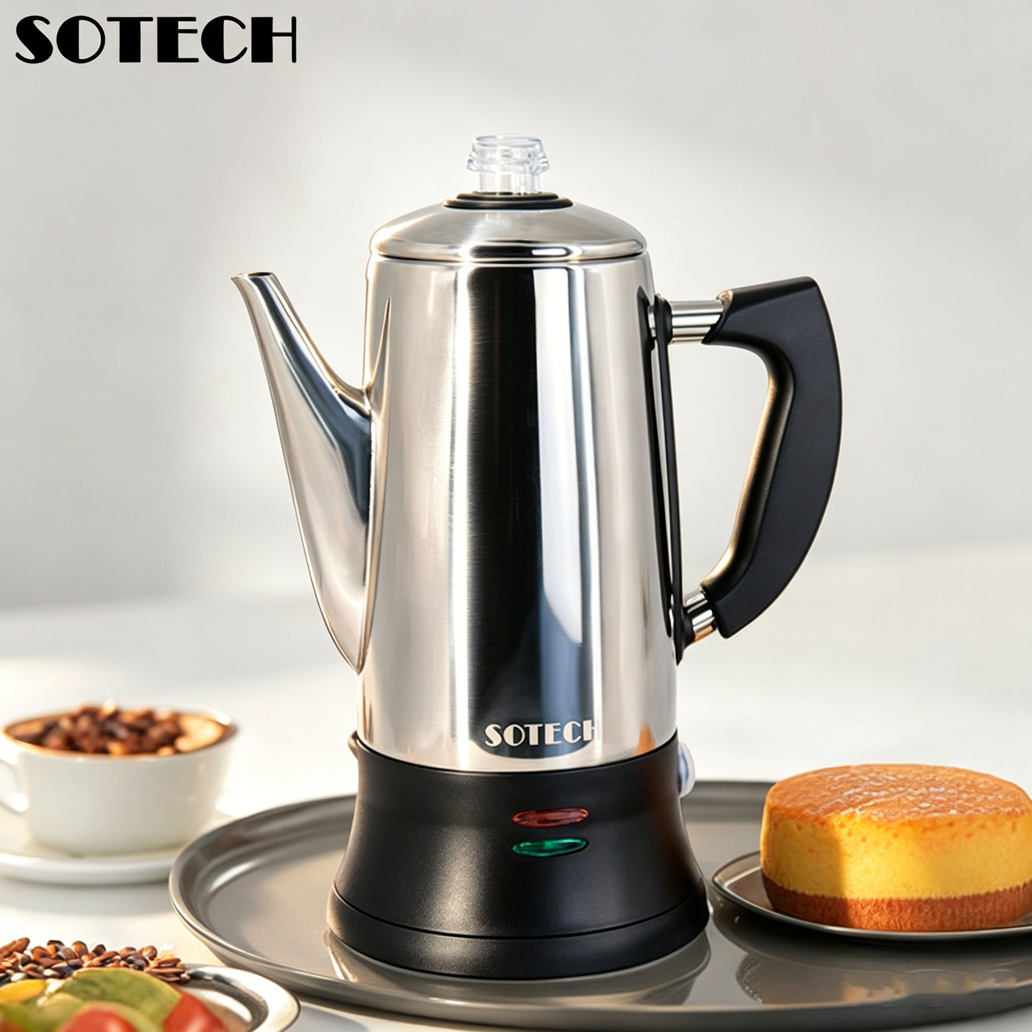 French Press Coffee Maker - Large Capacity 1.8L Electric Coffee Percolator