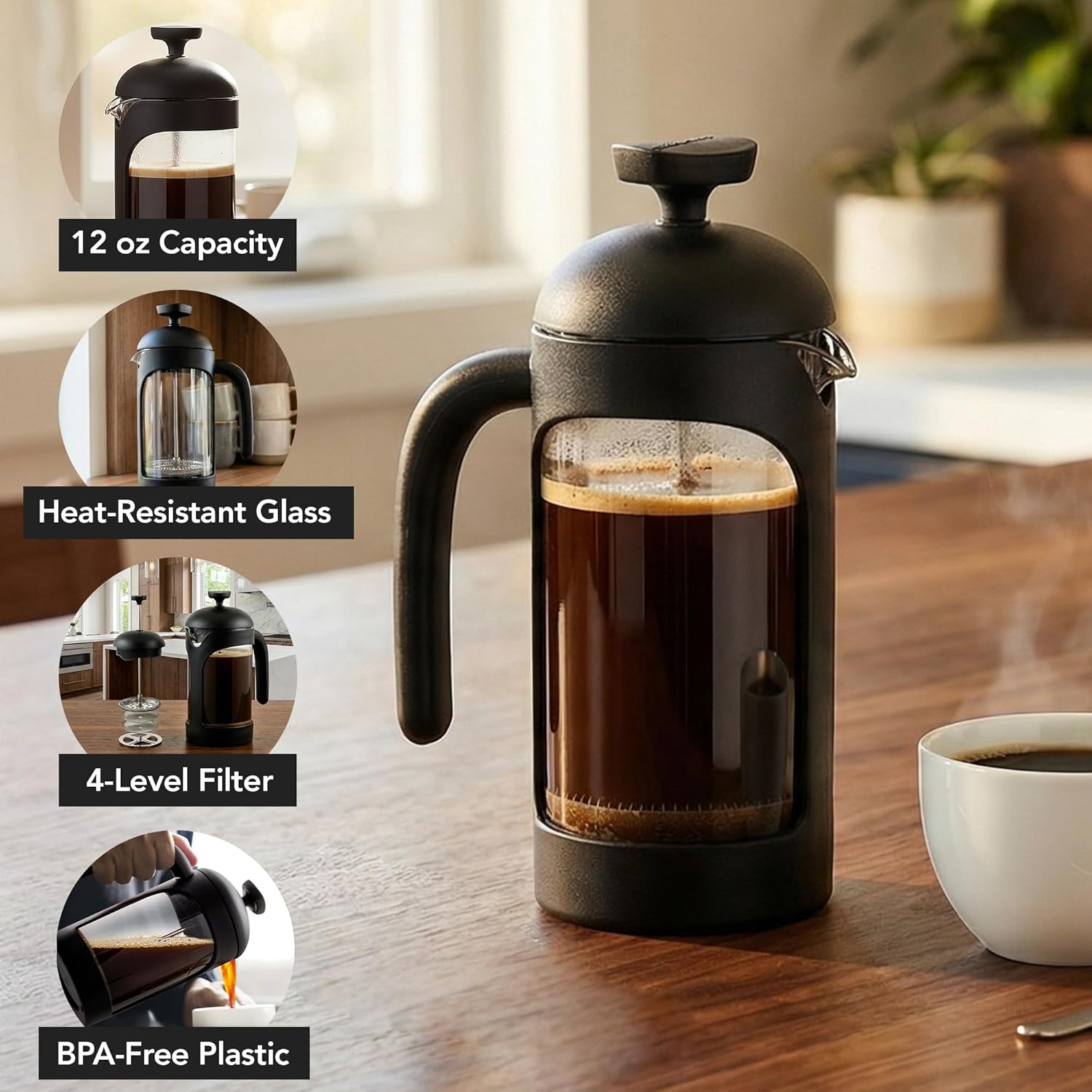 12oz French Press Coffee Maker - مراجعة French Press Coffee Maker وسعره