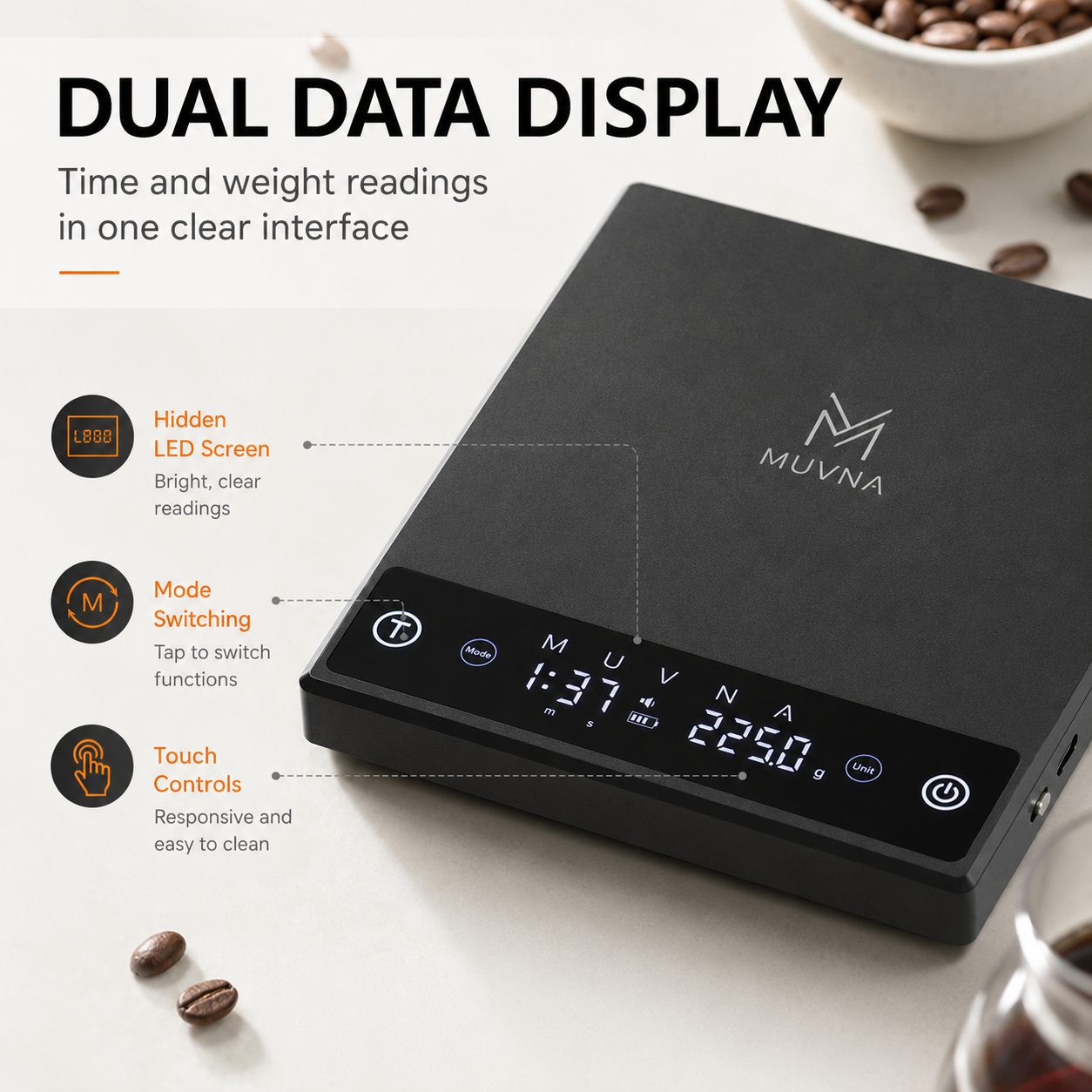 MUVNA Coffee Scale Espresso Sc - مراجعة Kitchen Timer Digital وسعره