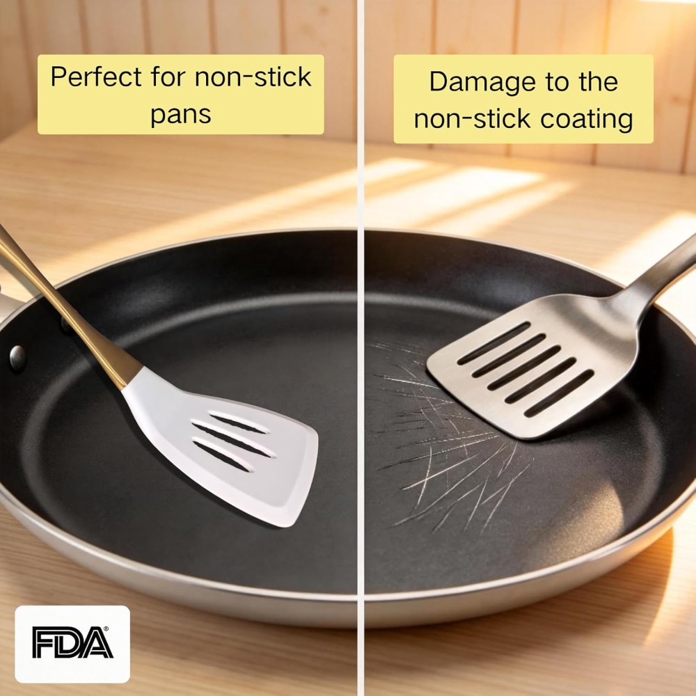 White Gold Silicone Cooking Ut - مراجعة Silicone Spatula Set وسعره