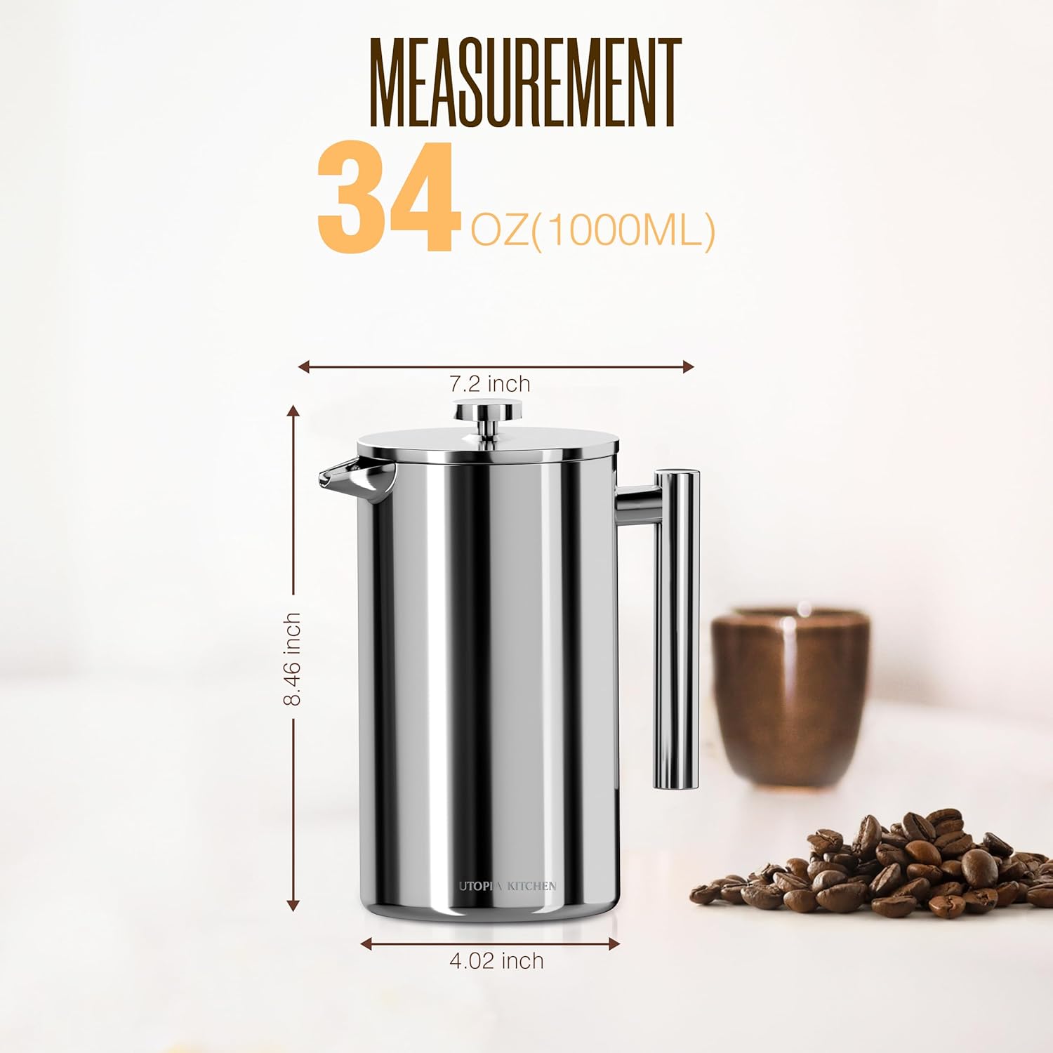 Kitchen 304 Grade Stainless St - مراجعة French Press Coffee Maker وسعره