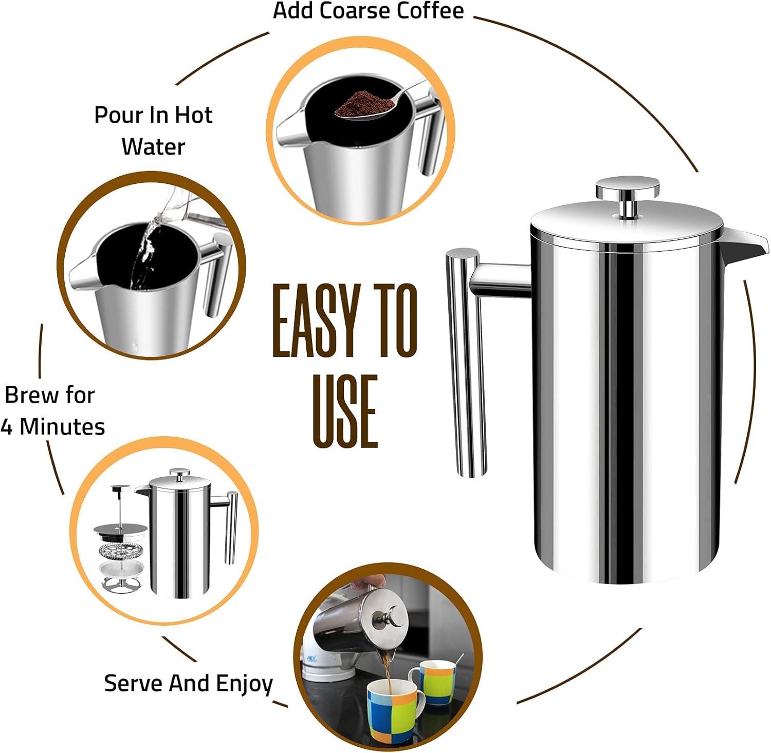 Kitchen 304 Grade Stainless St - مراجعة French Press Coffee Maker وسعره