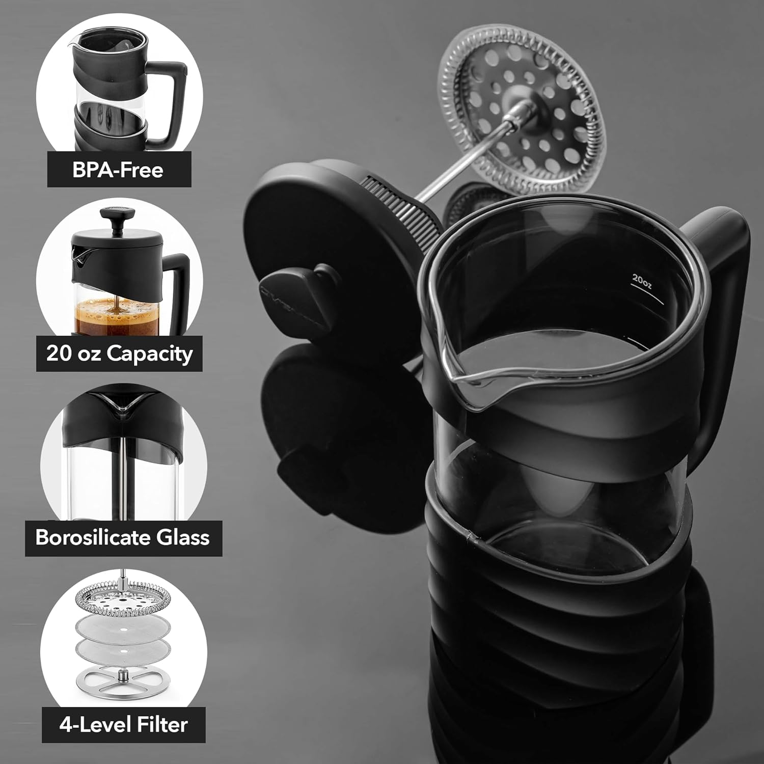 French Press Coffee Maker 20oz - مراجعة French Press Coffee Maker وسعره