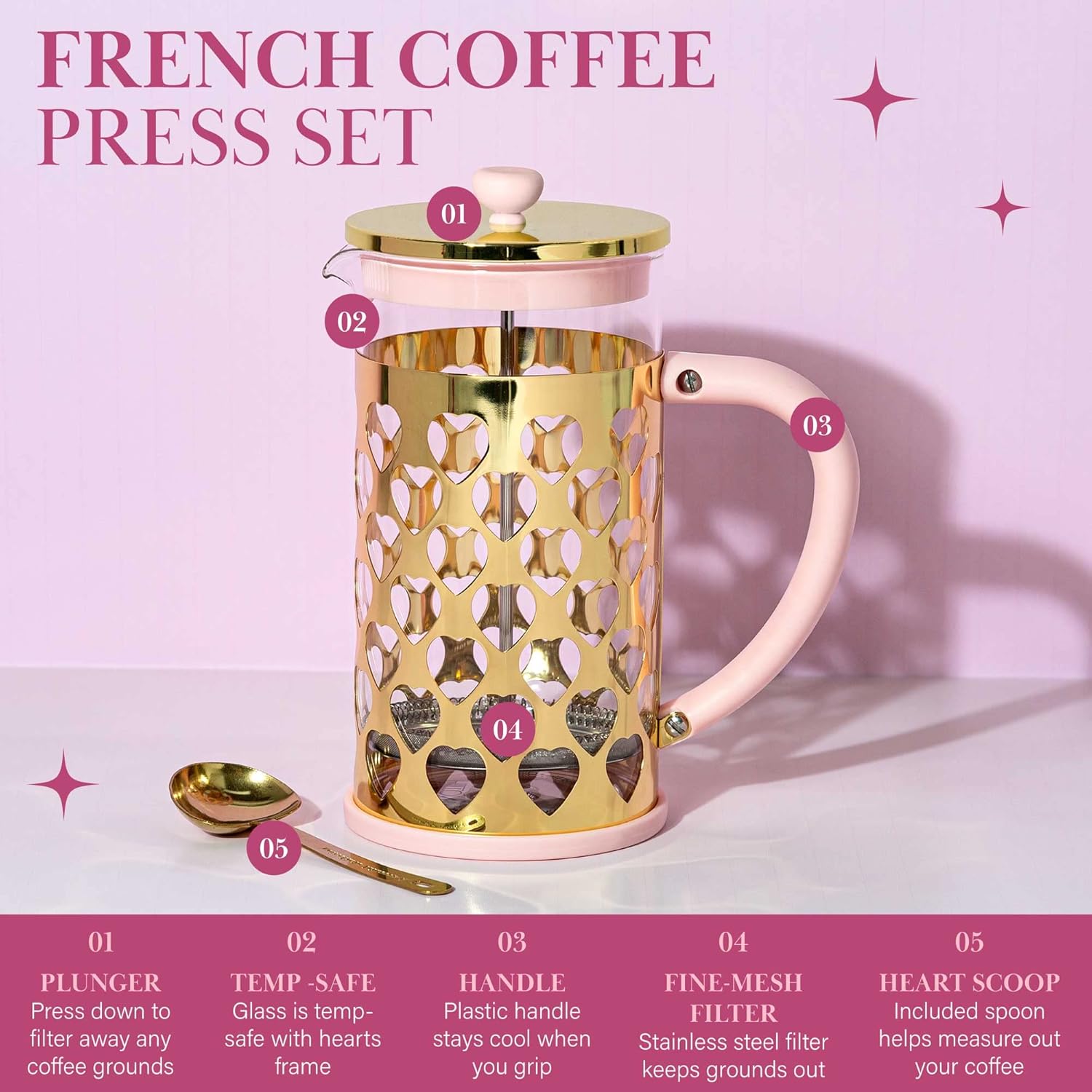 Pink French Press Coffee Maker - مراجعة French Press Coffee Maker وسعره