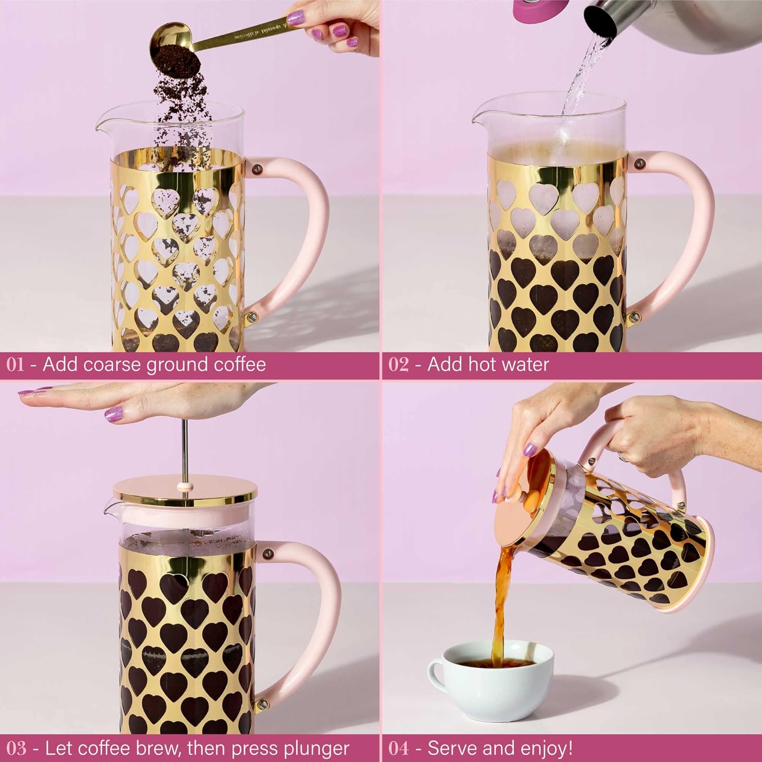 Pink French Press Coffee Maker - مراجعة French Press Coffee Maker وسعره