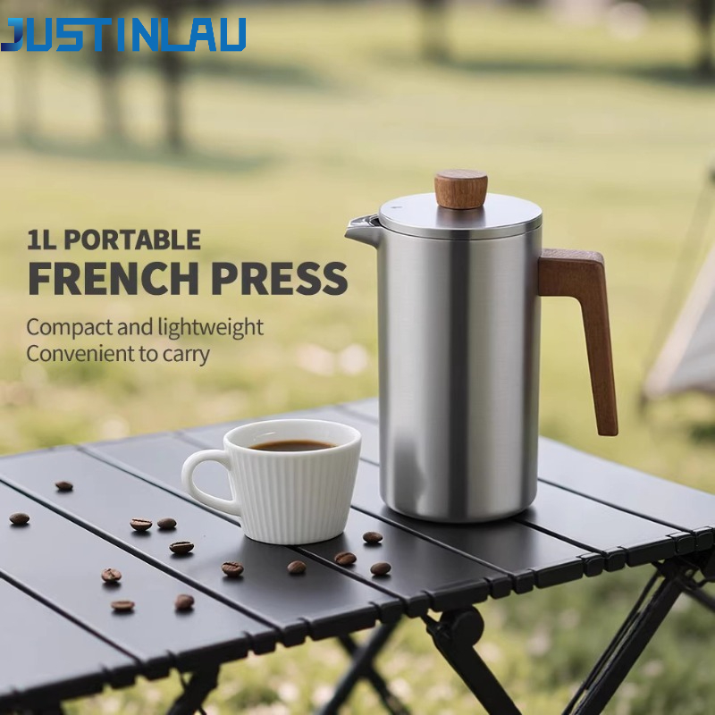 JUSTINLAU 1000ml Stainless Ste - مراجعة French Press Coffee Maker وسعره