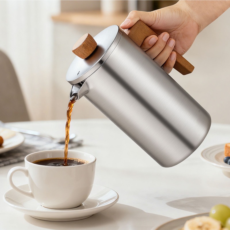 JUSTINLAU 1000ml Stainless Ste - مراجعة French Press Coffee Maker وسعره