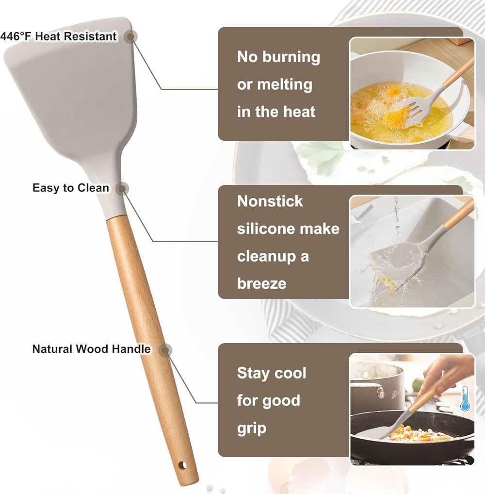 10-Piece Silicone Cooking Uten - مراجعة Silicone Spatula Set وسعره