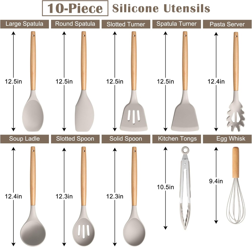10-Piece Silicone Cooking Uten - مراجعة Silicone Spatula Set وسعره