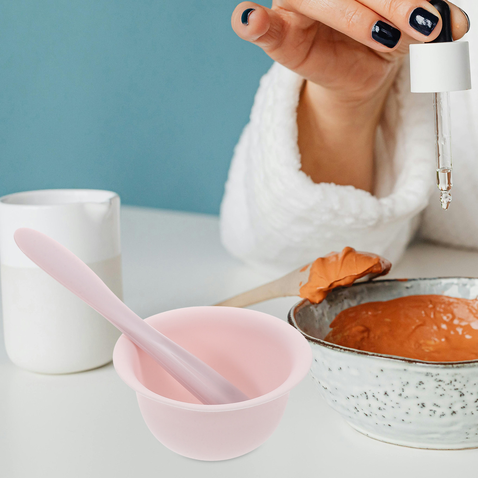 1Set Silicone Face Mask Bowl a - مراجعة Silicone Spatula Set وسعره