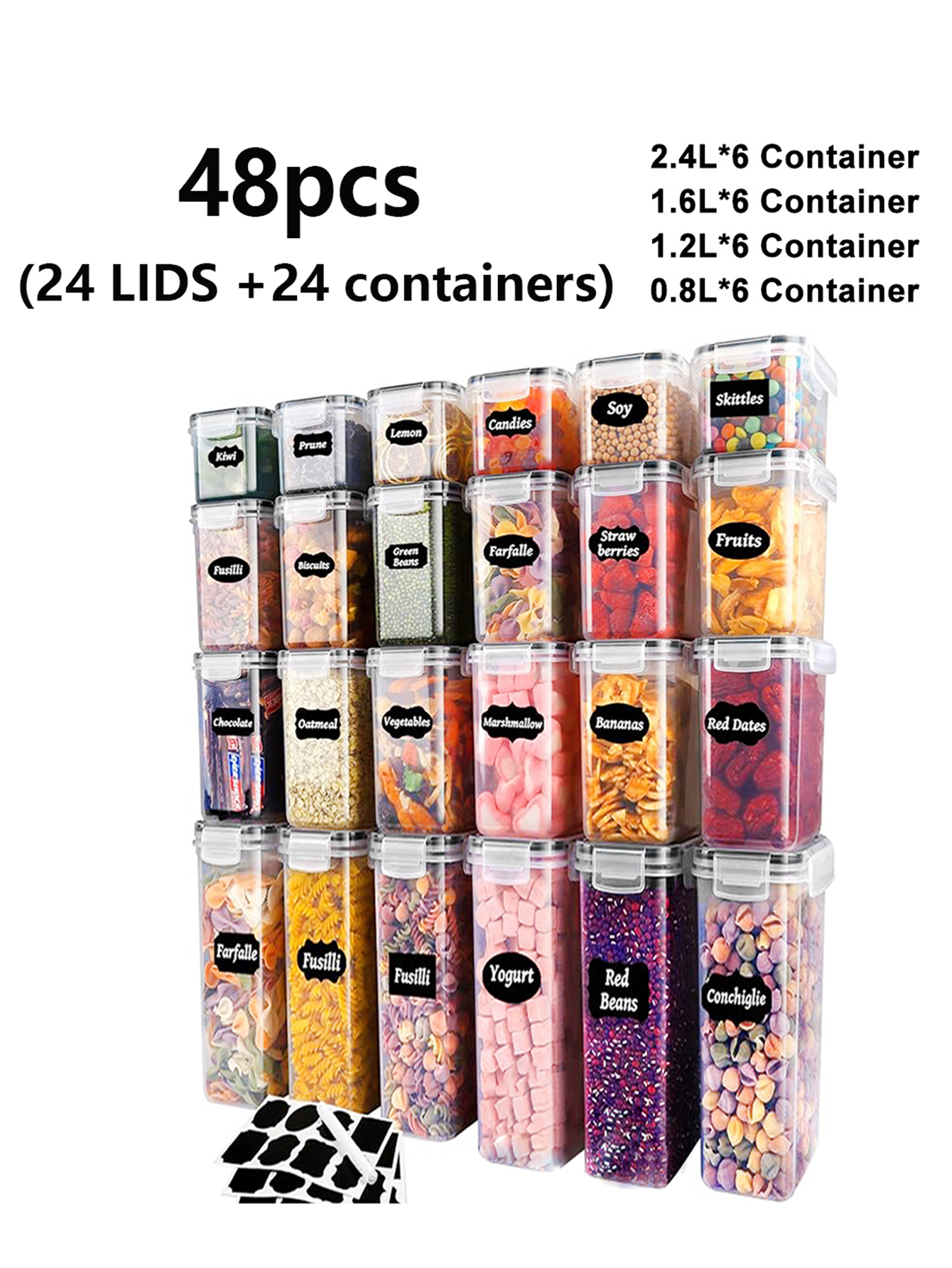 48pcs,Sealed food storage cont - مراجعة Kitchen Gadgets Organizer وسعره
